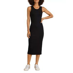 Marine Layer Lexi Sleeveless Midi Dress Black Ribbed Stretch Size Medium